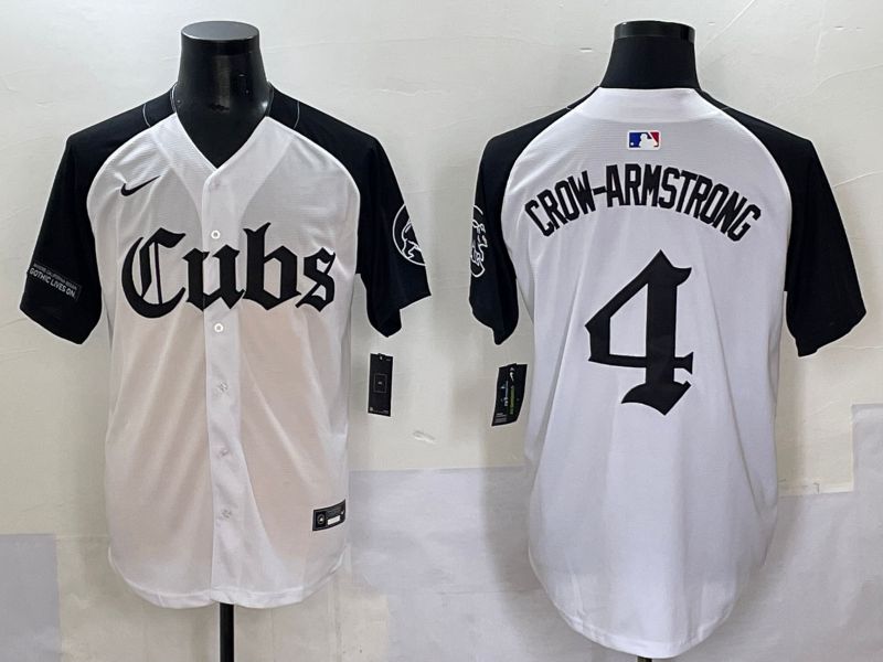 Men 2025 Chicago Cubs 4 Crow-Armstrong white black Five generations Joint Name Nike MLB Jersey style 11